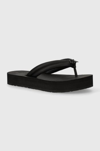 Žabky Calvin Klein FLATFORM FLIP FLOP RELOCK dámské, černá barva, na platformě, HW0HW02063