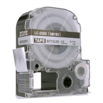 Epson LC-SM18X, 18mm x 8m, černý tisk / matný stříbrný podklad, kompatibilní páska