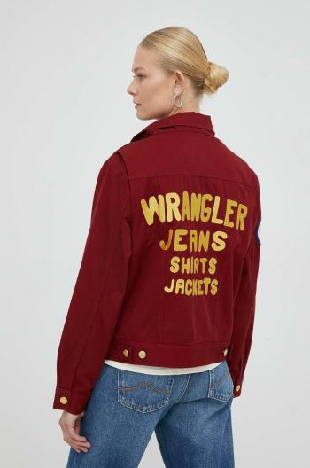 Džínová bunda Wrangler X Leon Bridges dámská, červená barva, přechodná