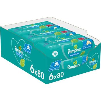 Pampers Fresh Clean XXL vlhčené čisticí ubrousky pro děti pro citlivou pokožku 6x80 ks