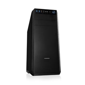 Modecom PC herní skříň OBERON PRO LE BLACK MIDI, 2x USB 3.0, 2x USB 2.0, audio HD, černá, bez zdroje