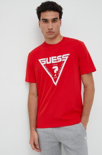 Tričko Guess červená barva, s potiskem