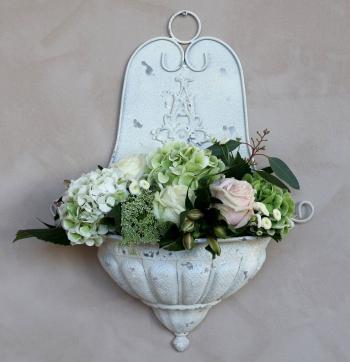 Bílý nástěnný box na květiny ve starém francouzském stylu - 41*17*54cm 60024619 (60246-19)