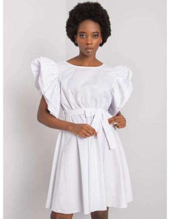 Dámské šaty s ozdobnými rukávy SHEILA bílé 