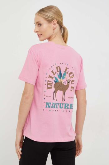 Bavlněné tričko Femi Stories Manuel růžová barva