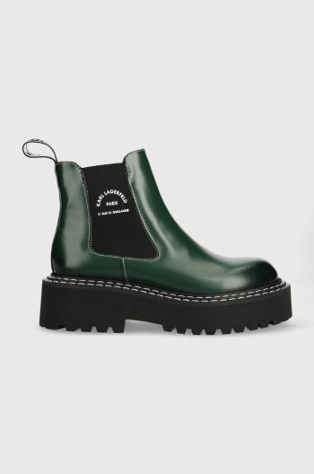Kožené kotníkové boty Karl Lagerfeld Patrol Ii dámské, zelená barva, na platformě