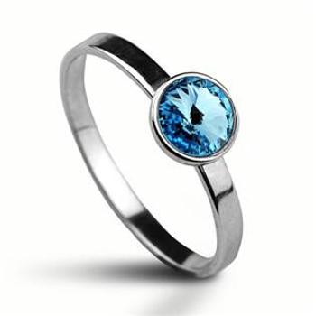 NUBIS® Stříbrný prsten s kamenem Crystals from Swarovski®, barva: AQUAMARINE - velikost 50 - CS5940-Q-50
