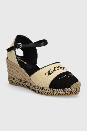 Espadrilky Karl Lagerfeld KAMINI MID dámské, béžová barva, na klínku, KL32203