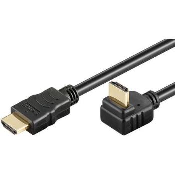 PremiumCord HDMI High Speed+Ethernet kabel, zlacený zahnutý konektor 270° 1m