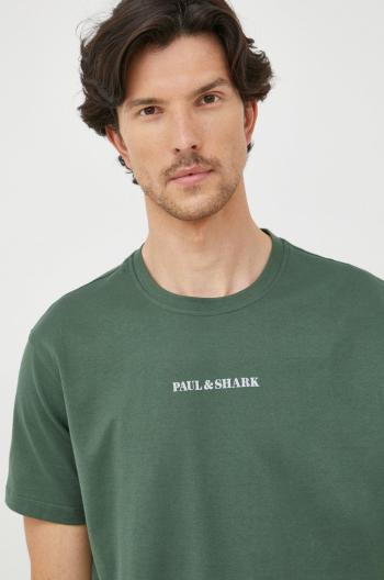 Bavlněné tričko Paul&Shark zelená barva