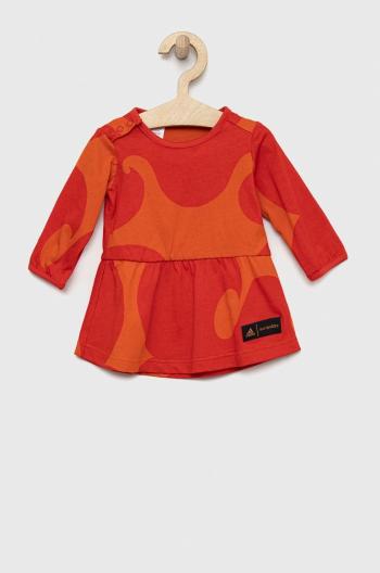 Dětské bavlněné šaty adidas Performance oranžová barva, mini