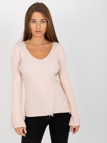 PUDROVÝ SVETR S ROZŠÍŘENÝMI RUKÁVY VI-SW-20260.91P-LIGHT PINK Velikost: ONE SIZE