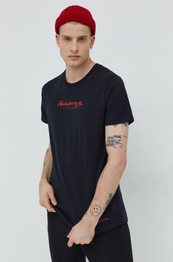Bavlněné tričko Hollister Co. černá barva, s potiskem