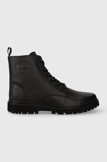 Kotníkové boty Calvin Klein Jeans EVA MID LACEUP BOOT LTH pánské, černá barva, YM0YM00751