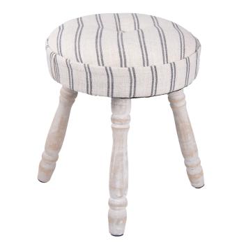 Dřevěná stolička s patinou a textilním sedákem Esme – Ø 30*37 cm 6H1585
