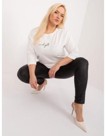 Dámská halenka plus size s ozdobným nápisem WEETA ecru 