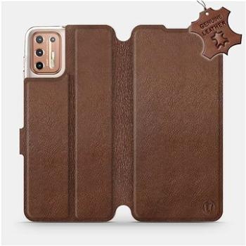Kožené flip pouzdro na mobil Motorola Moto G9 Plus - Hnědé -  Brown Leather (5903516401482)