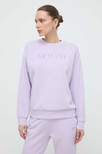 Mikina Armani Exchange dámská, fialová barva, s potiskem, 3DYM78 YJEPZ