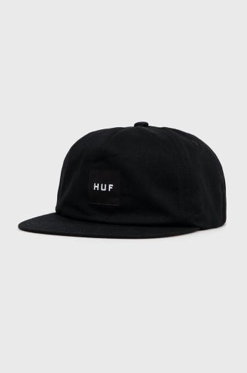 Čepice HUF černá barva, s aplikací