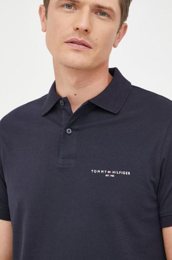 Bavlněné polo tričko Tommy Hilfiger tmavomodrá barva, s potiskem