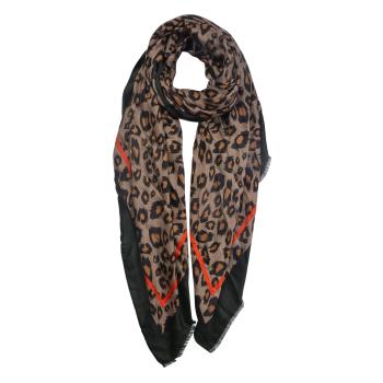 Hnědo černý leopardí šátek - 90*180 cm MLSC0332GR