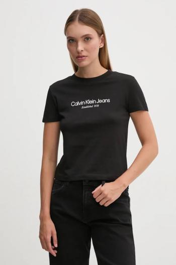 Bavlněné tričko Calvin Klein Jeans černá barva, J20J224914