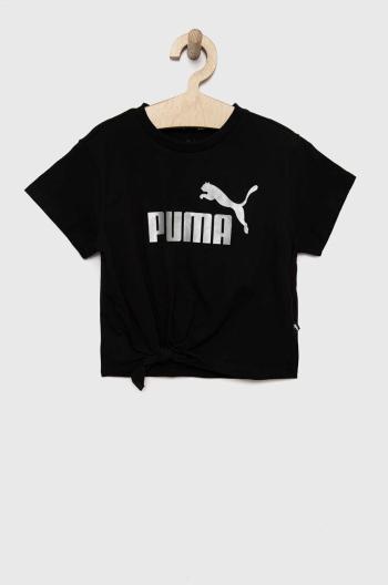 Dětské tričko Puma ESS+ Logo Knotted Tee G černá barva
