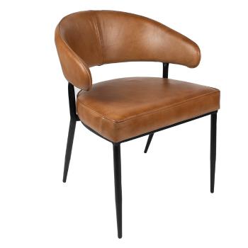 Hnědá kožená jídelní židle ve tvaru křesílka Bressi - 57*60*78 cm 50714