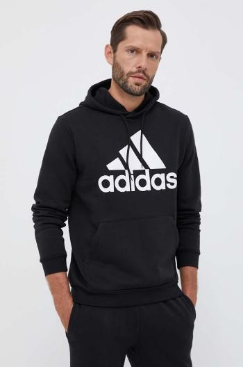 Mikina adidas pánská, černá barva, s kapucí, s potiskem