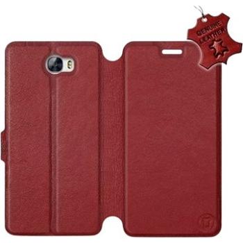 Flip pouzdro na mobil Huawei Y6 II Compact - Tmavě červené - kožené -   Dark Red Leather (5903226516926)