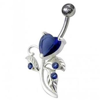 Šperky4U Stříbrný piercing do pupíku - srdíčko - BP01186-B
