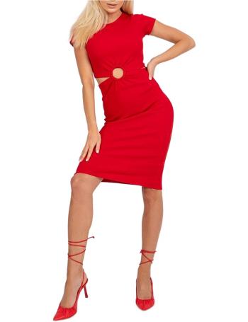 červené žebrované šaty s krátkým rukávem vel. M