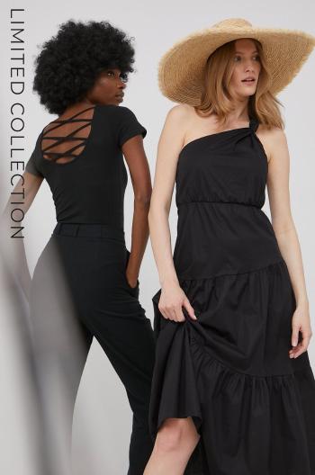 Bavlněné šaty Answear Lab x limitovaná festivalová kolekce BE BRAVE černá barva, midi