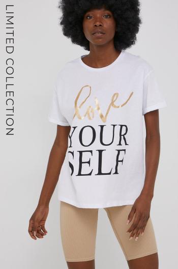 Bavlněné tričko Answear Lab x limitovaná festivalová kolekce BE BRAVE bílá barva