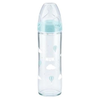 NUK kojenecká láhev Love, 240 ml - skleněná, modré balóny (BABY0032a)