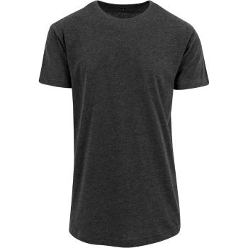 Build Your Brand Pánské tričko prodloužené délky - Tmavě šedý melír | S