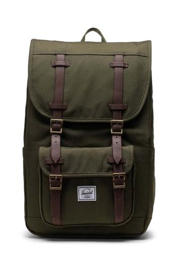 Batoh Herschel Little America Mid Backpack zelená barva, velký, hladký