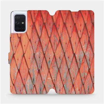 Flipové pouzdro na mobil Samsung Galaxy A71 - MK01S Oranžový vzor dřeva (5903516148165)