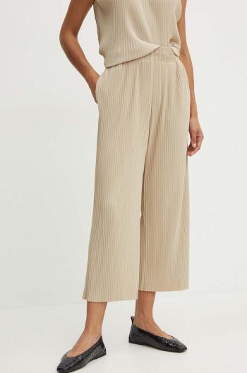 Kalhoty Max Mara Leisure dámské, béžová barva, střih culottes, high waist, 2426786027600