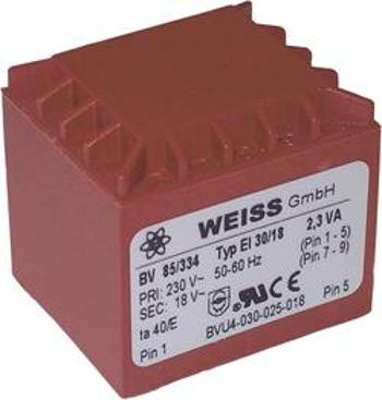 Transformátor do DPS Weiss Elektrotechnik EI 30, prim: 230 V, Sek: 15 V, 153 mA, 2,3 VA