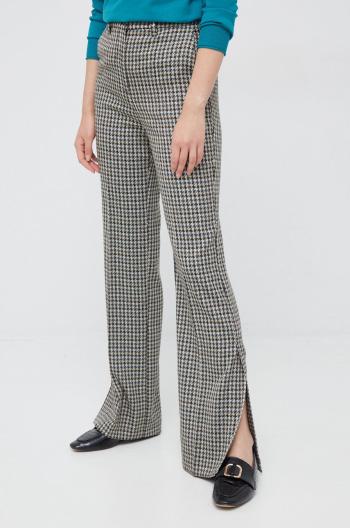 Kalhoty Sisley dámské, béžová barva, zvony, high waist