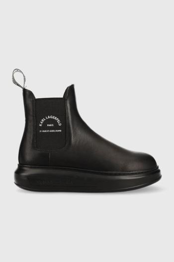 Kožené kotníkové boty Karl Lagerfeld Kapri dámské, černá barva, na platformě