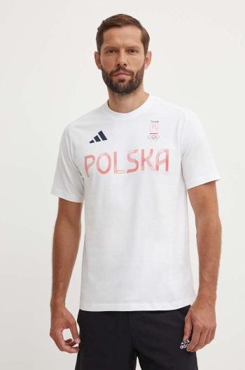 Tričko adidas Performance Poland bílá barva, s potiskem, JF6672