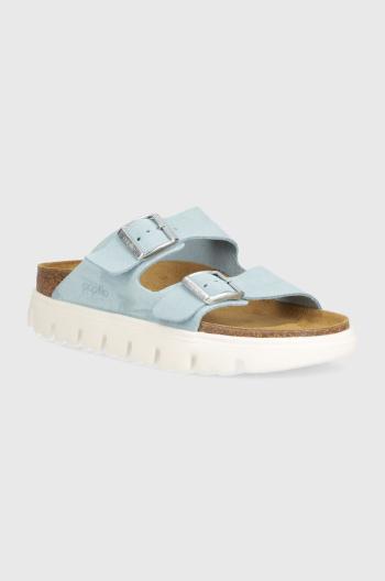 Semišové pantofle Birkenstock BIRKENSTOCK X PAPILLIO Arizona Chunky dámské, modrá barva, na platformě, 1026883