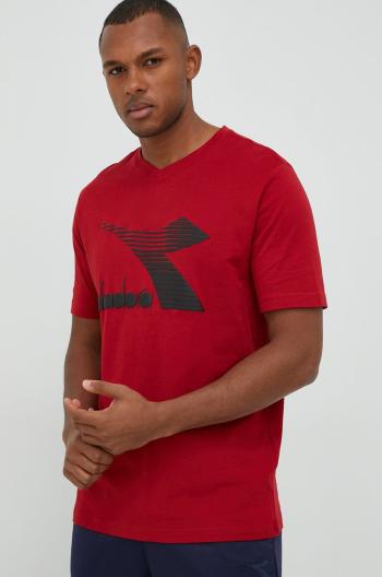 Bavlněné tričko Diadora červená barva, s potiskem