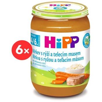 HiPP BIO Mrkev s rýží a telecím masem od uk. 4.-6. měsíce, 6 × 190 g (9062300401100)