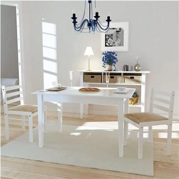Jídelní židle 2 ks bílé masivní kaučukovníkové dřevo a samet (242030)