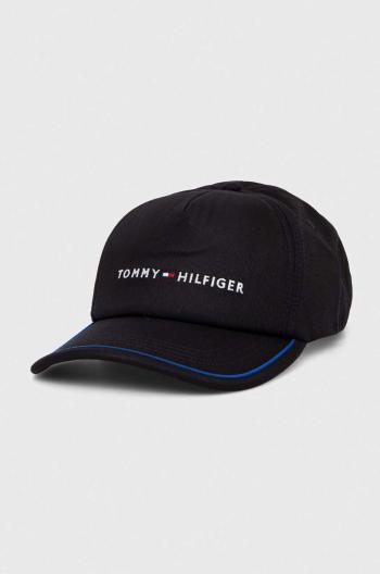 Bavlněná baseballová čepice Tommy Hilfiger černá barva, s aplikací, AM0AM12039