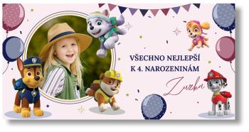 Narozeninový banner s fotkou - Paw Patrol Girl Rozměr banner: 130 x 65 cm