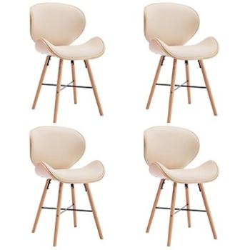 Jídelní židle 4 ks krémové umělá kůže a ohýbané dřevo (279503)